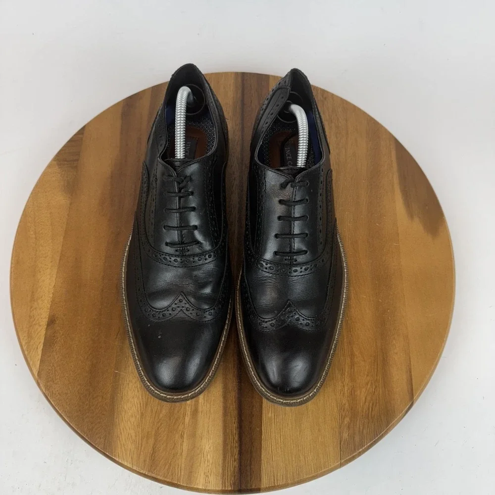 Mens Vince Camuto Lazzarp Black Leather Wingtip Comfort Casual Oxfords Size 10 M